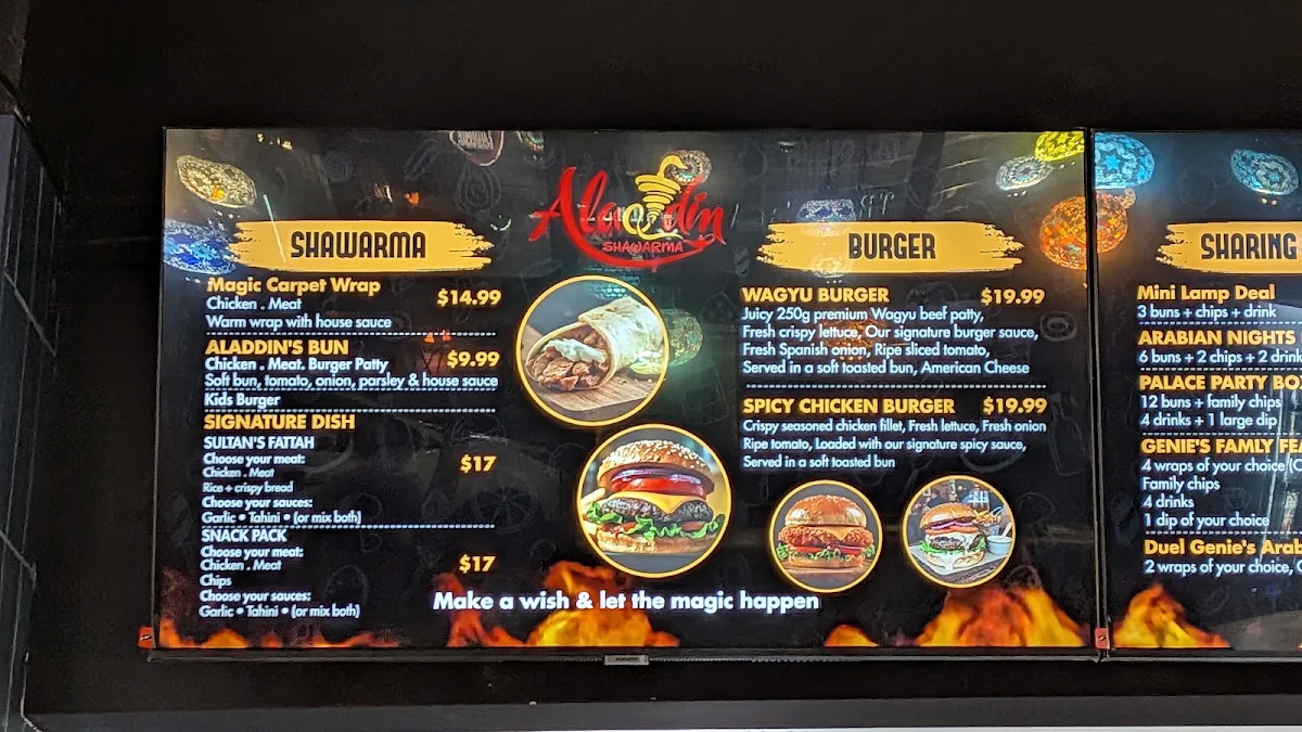Menu, Aladdin Shawarma - Blacktown