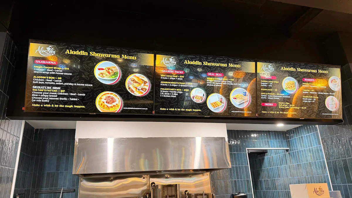Menu, Aladdin Shawarma - Blacktown