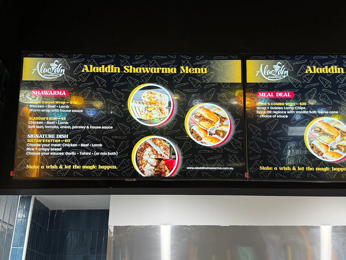 Menu, Aladdin Shawarma - Blacktown