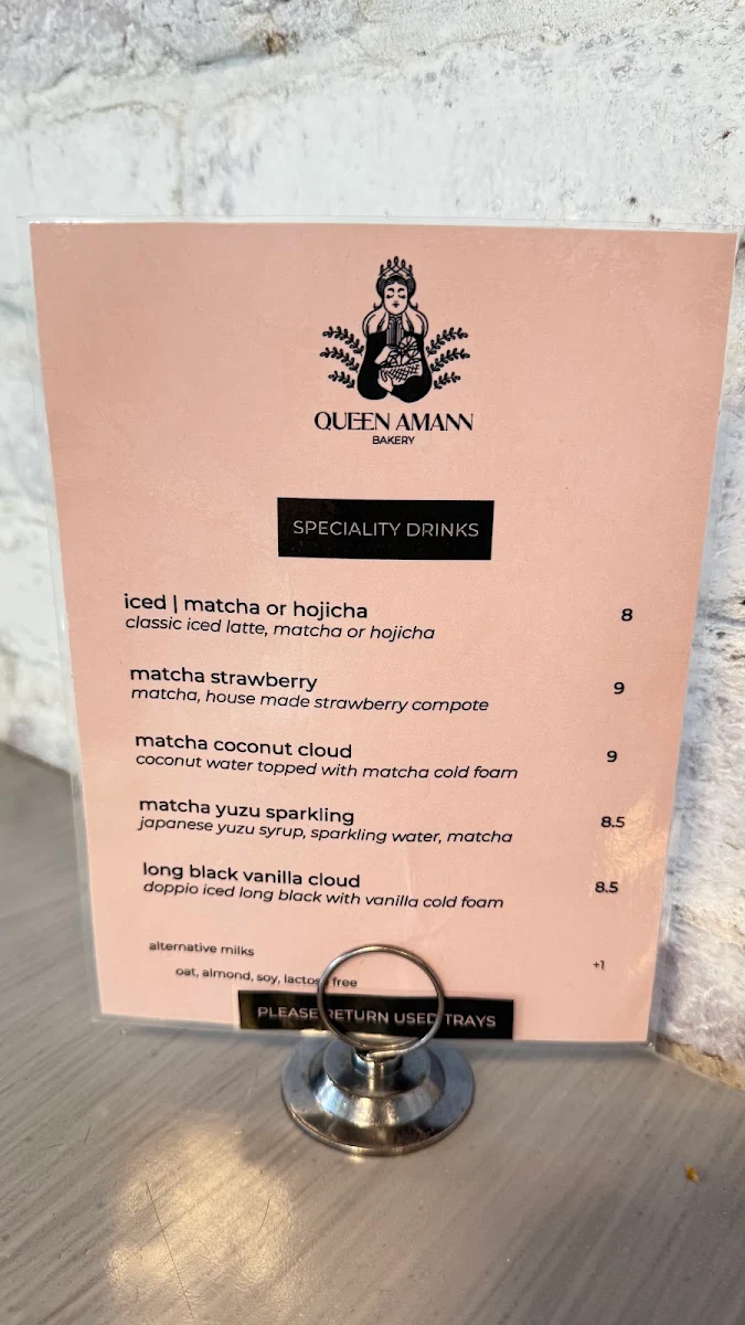 Menu, Queen Amann Bakery