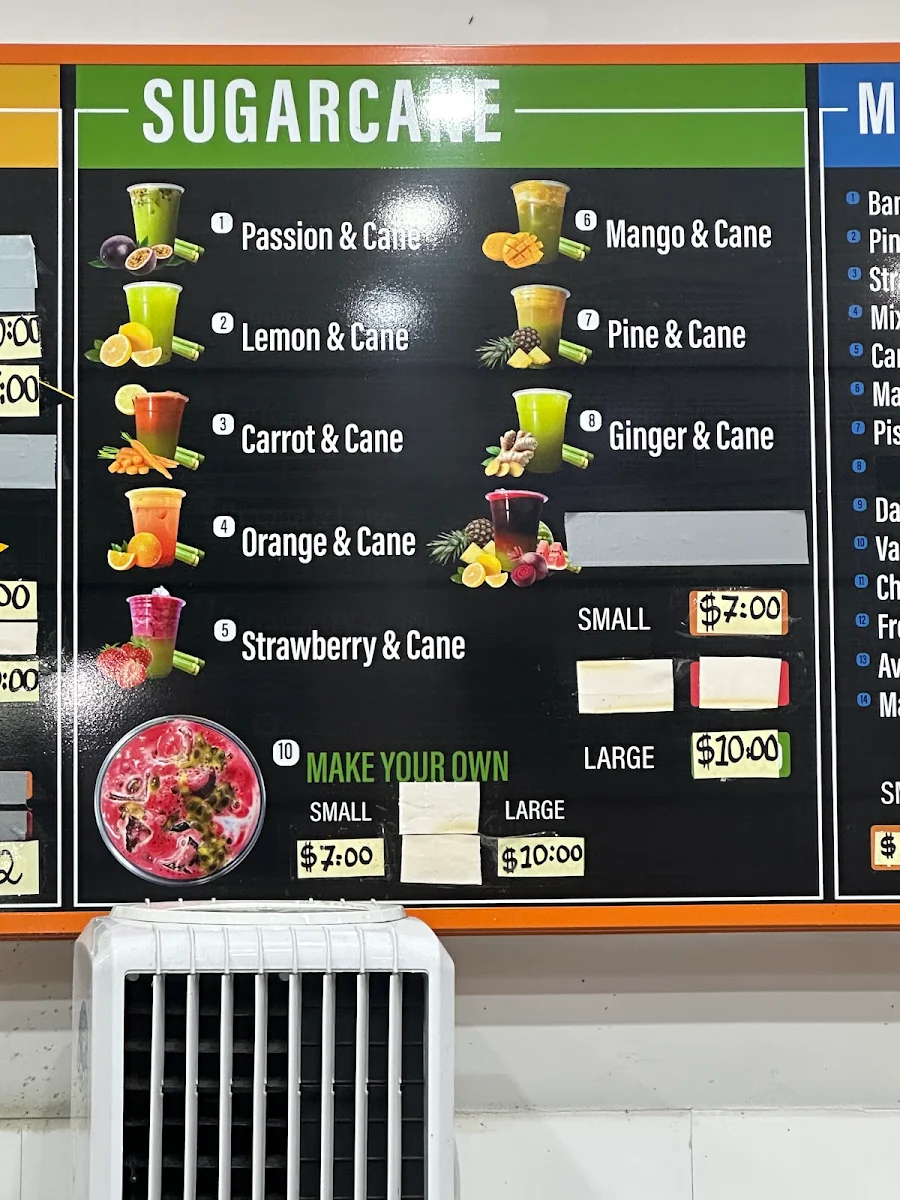 Menu, Aladin's Fresh fruit juice