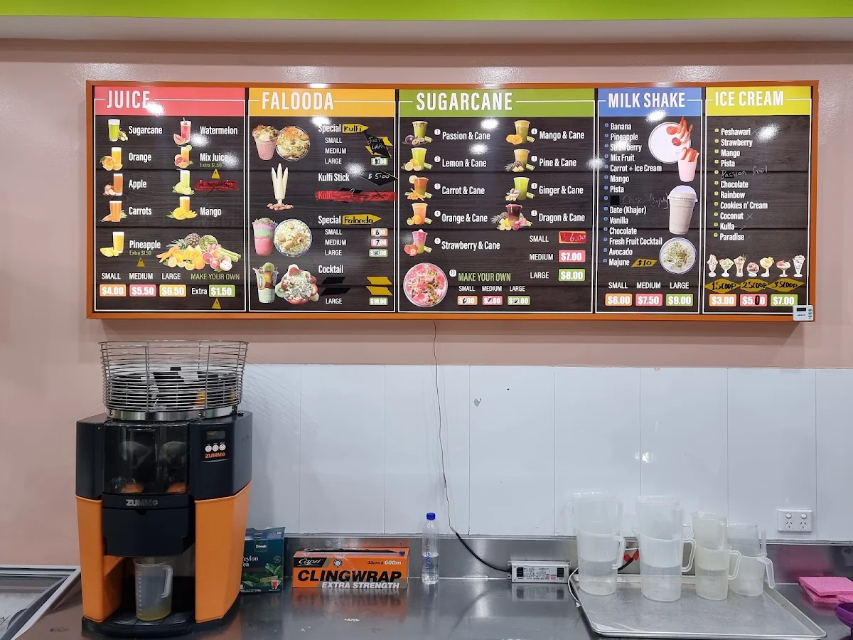 Menu, Aladin's Fresh fruit juice