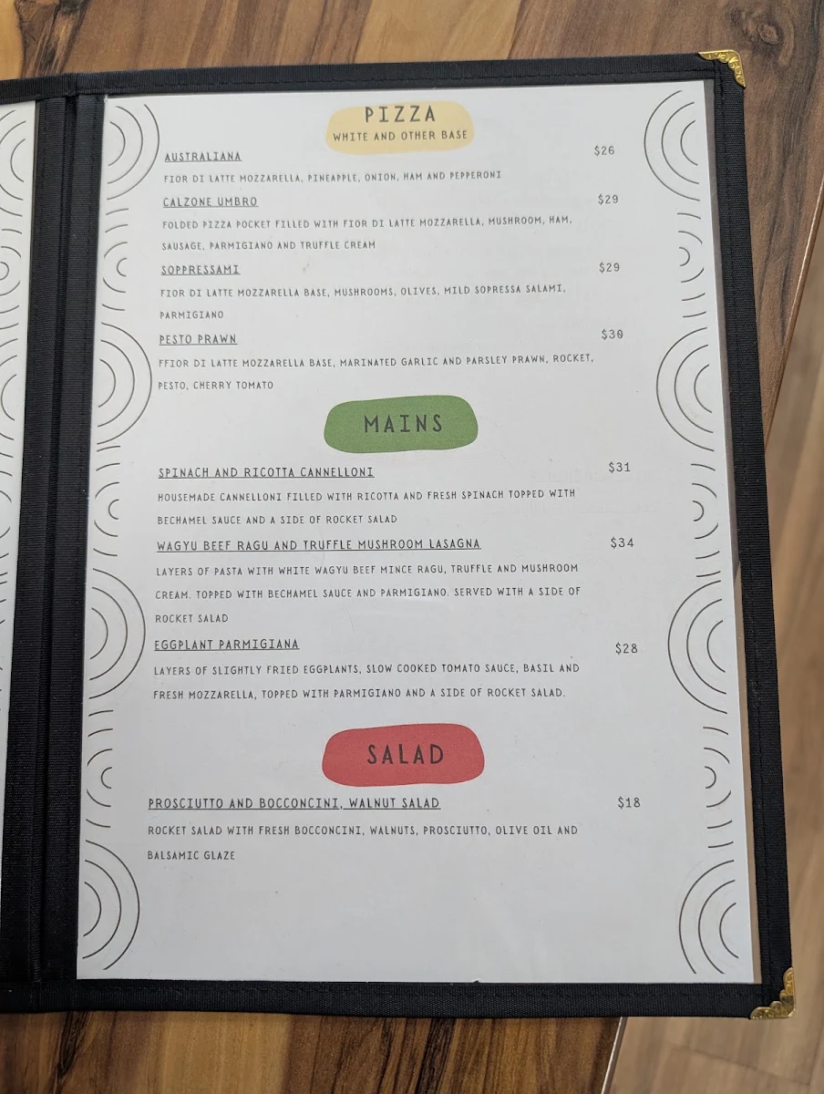 Menu, The Italian Corner