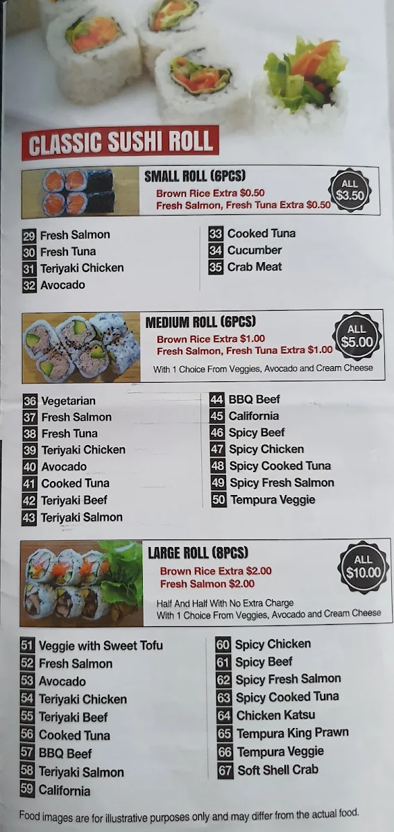 Menu, The Sushi 79 Redbank Plains