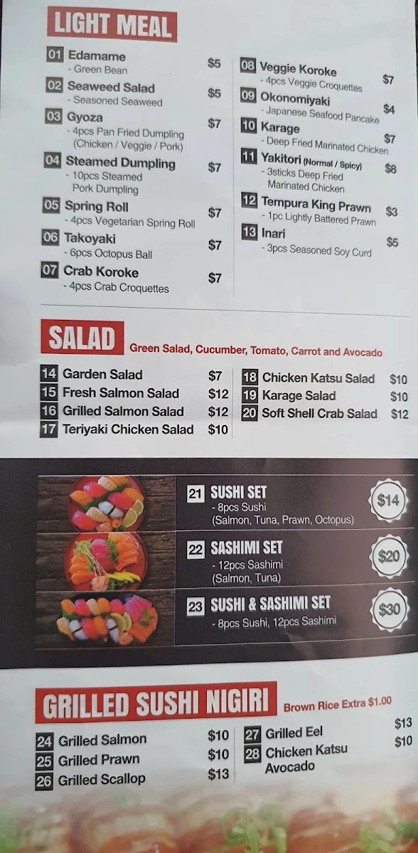 Menu, The Sushi 79 Redbank Plains