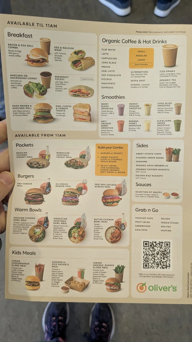 Menu, Oliver's - Port Macquarie
