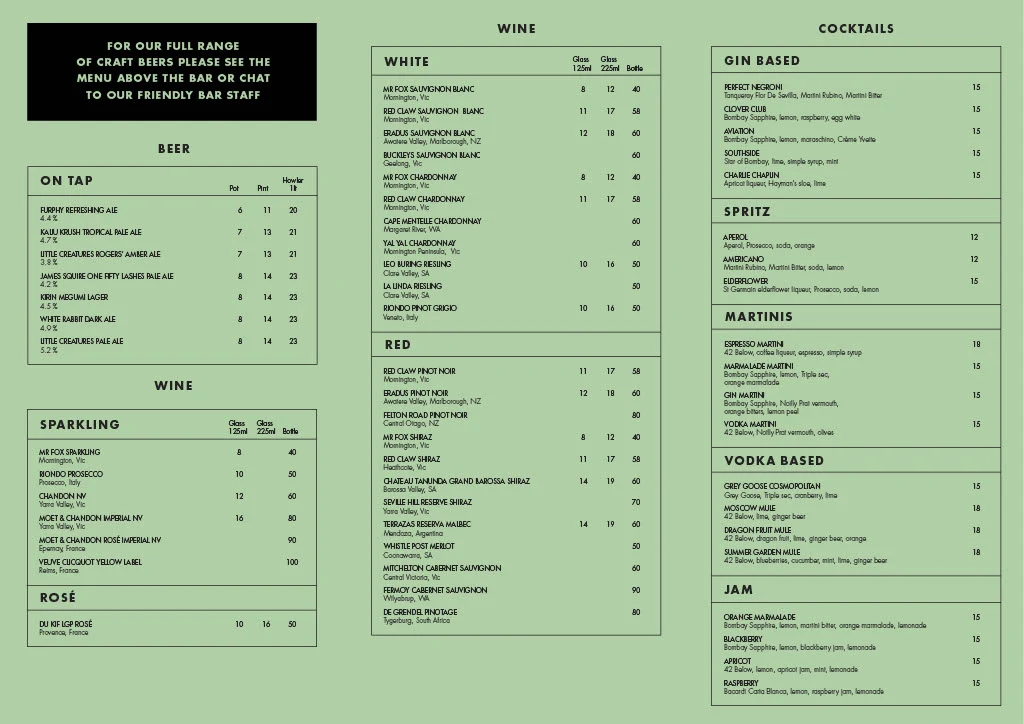 Menu, Roc's Social