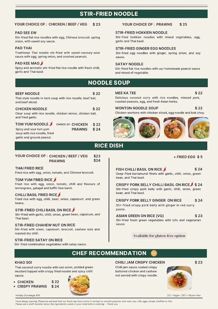Menu, Jasmine house Cafe and Thai restaurant