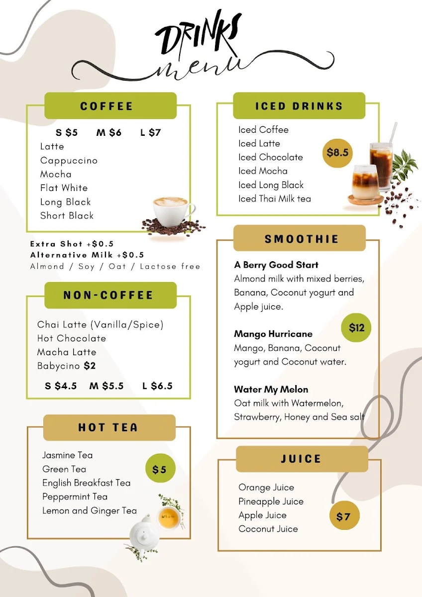 Menu, Jasmine house Cafe and Thai restaurant