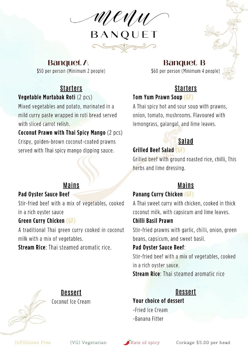 Menu, Jasmine house Cafe and Thai restaurant