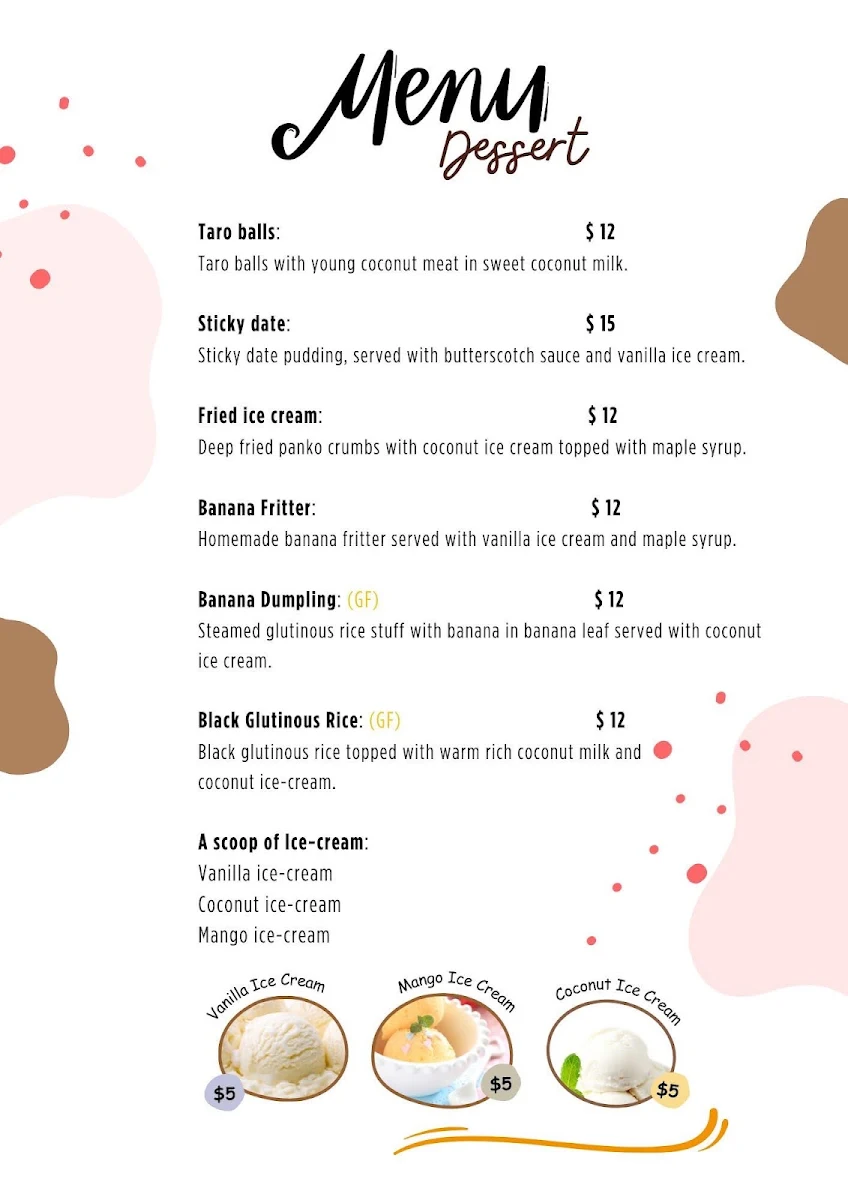 Menu, Jasmine house Cafe and Thai restaurant