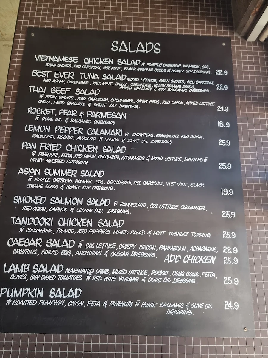 Menu, Pound Cafe South Yarra