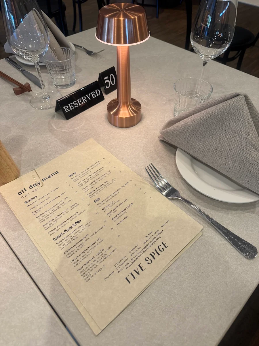 Menu, FIVE SPICE