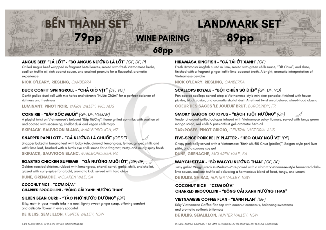 Menu, The Q Dining - Modern Vietnamese Cuisine