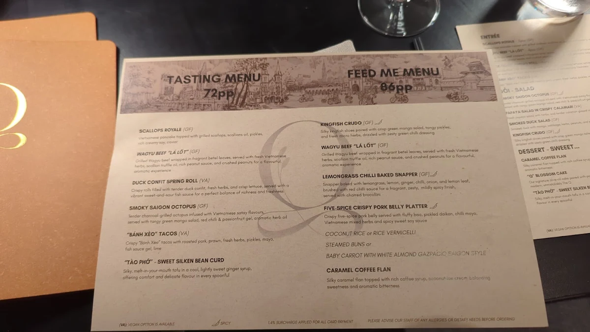 Menu, The Q Dining - Modern Vietnamese Cuisine