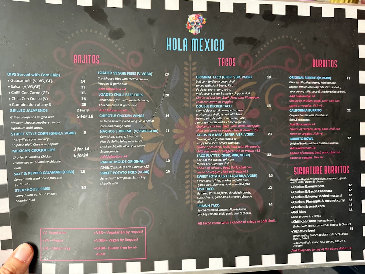 Menu, Hola Mexico | Mexican Restaurant Williamstown