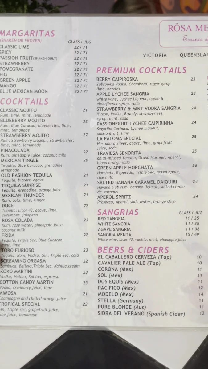 Menu, Hola Mexico | Mexican Restaurant Williamstown