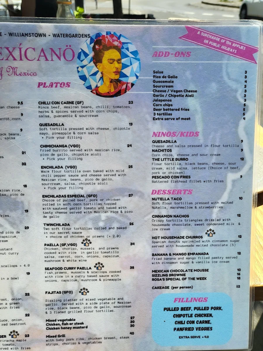 Menu, Hola Mexico | Mexican Restaurant Williamstown