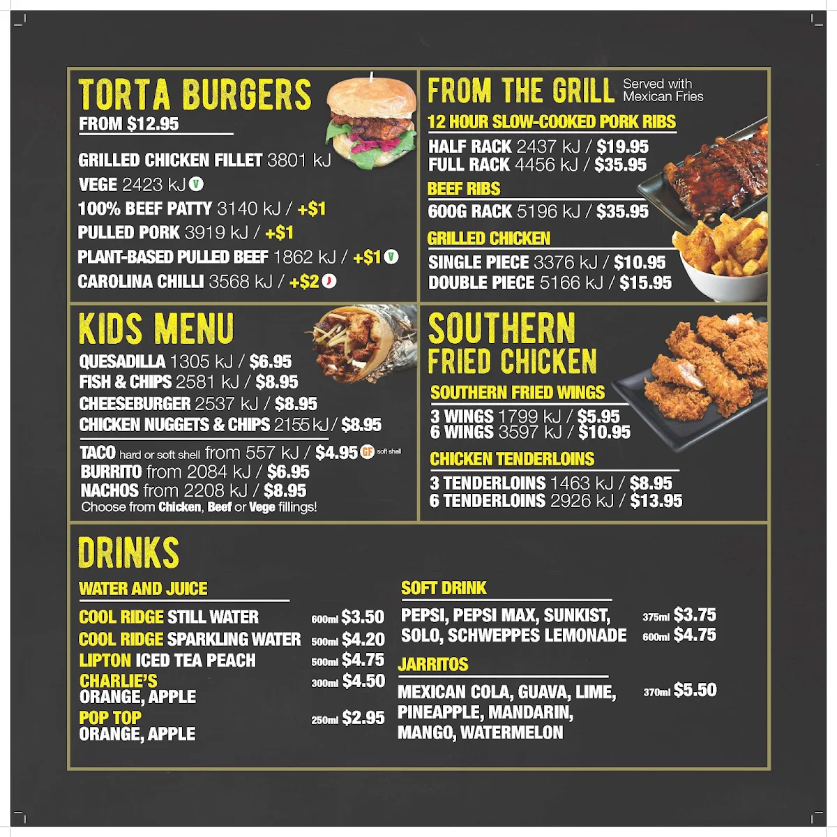 Menu, Smokin Ribs and Burgers