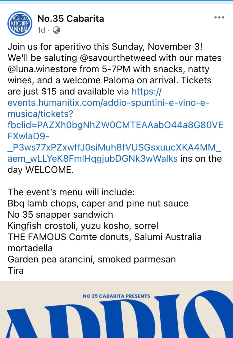 Menu, No.35 Kitchen and Bar