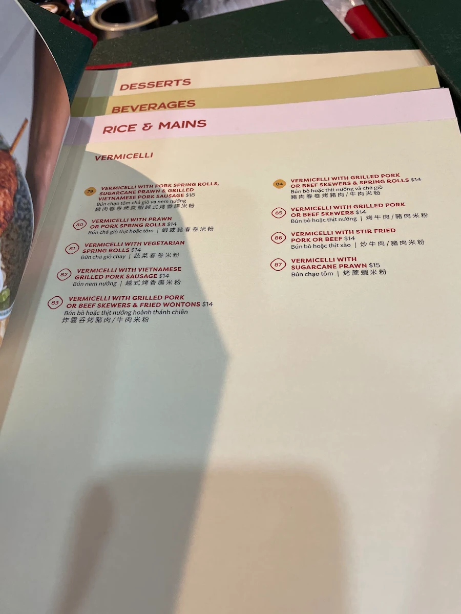 Menu, Dakao Hoang