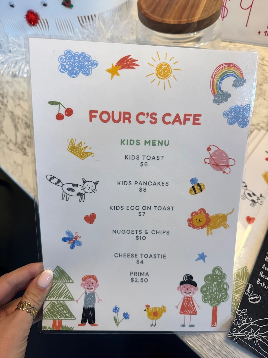 Menu, Four C's cafe