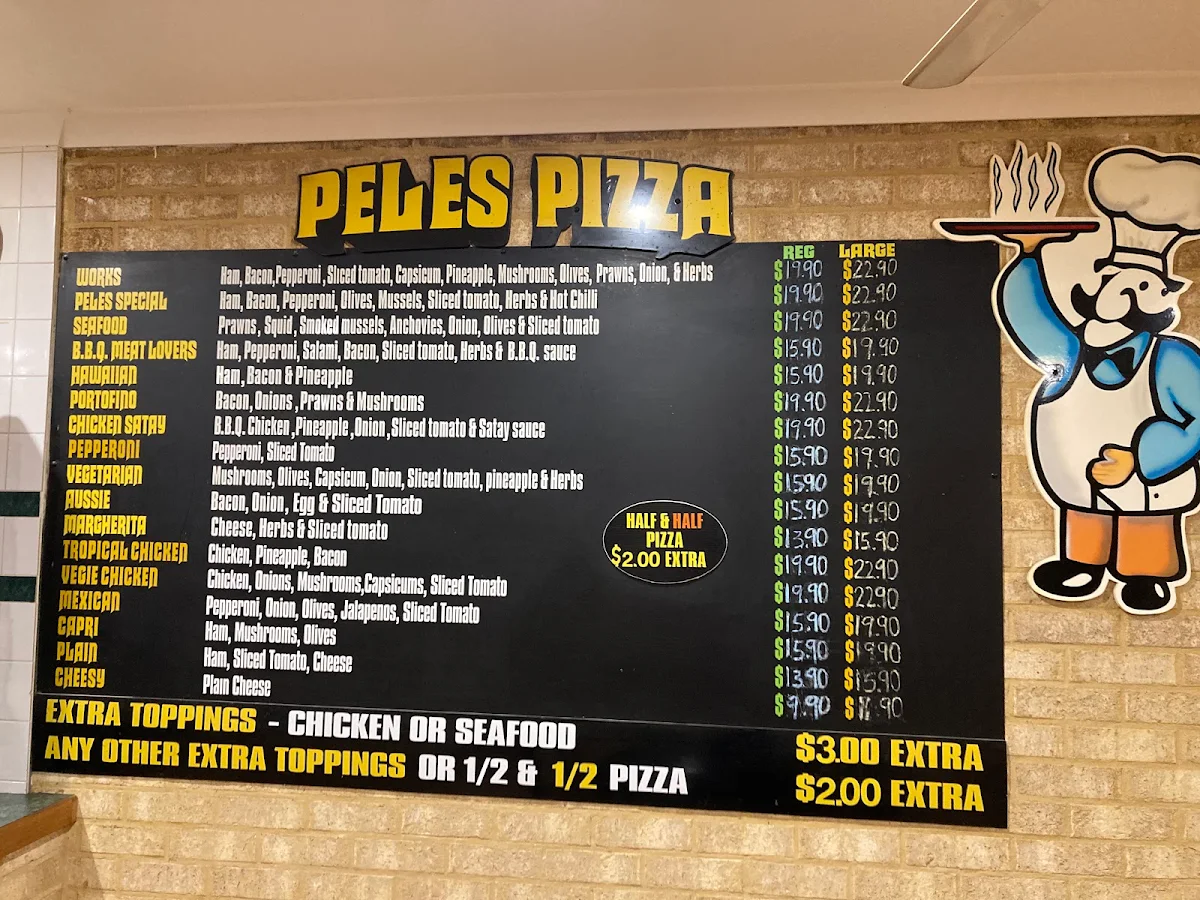 Menu, Peles Pizza and Pasta