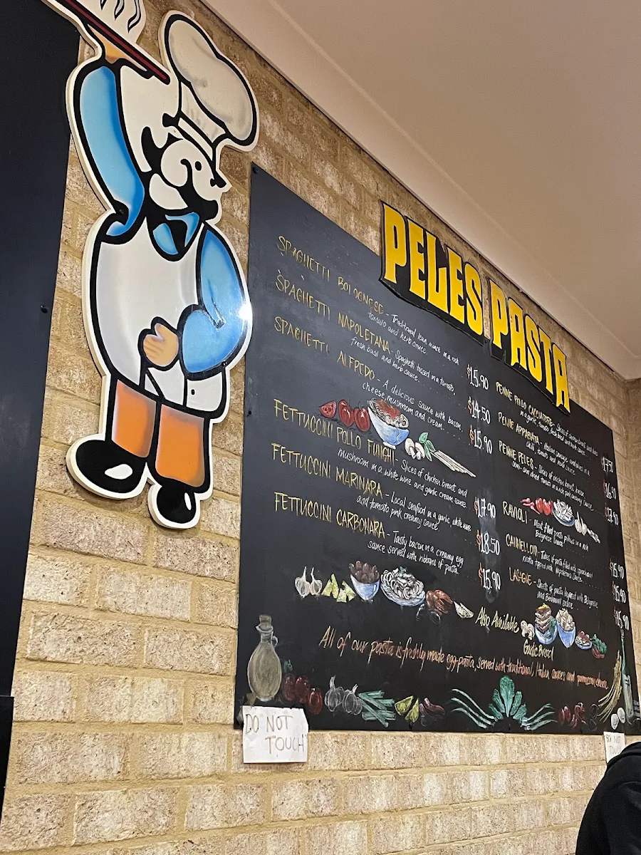 Menu, Peles Pizza and Pasta