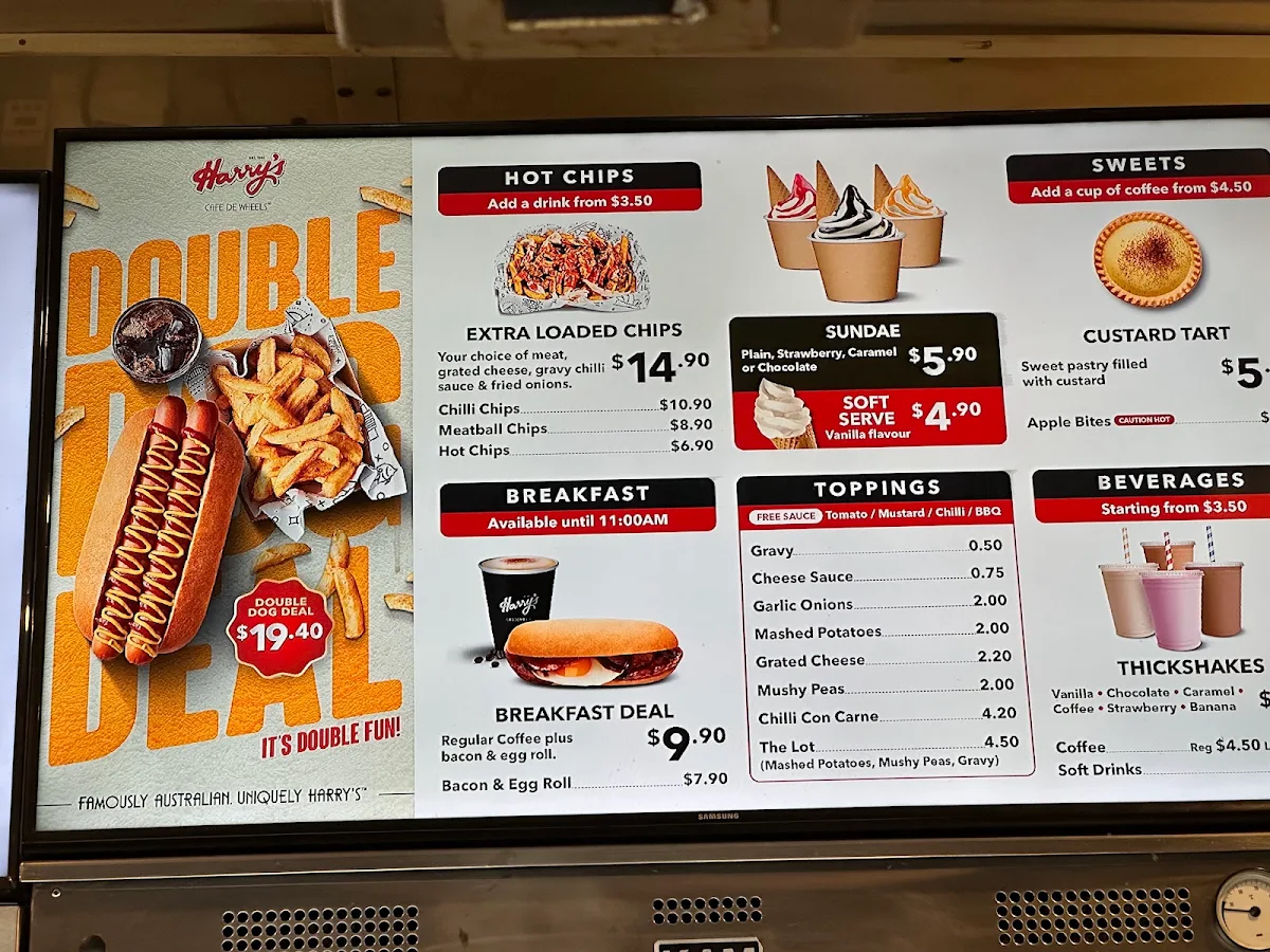 Menu, Harry's Café de Wheels - Woolloomooloo