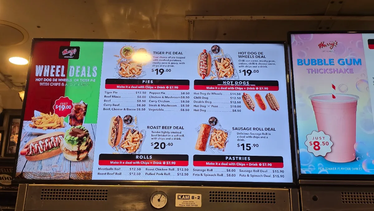 Menu, Harry's Café de Wheels - Woolloomooloo