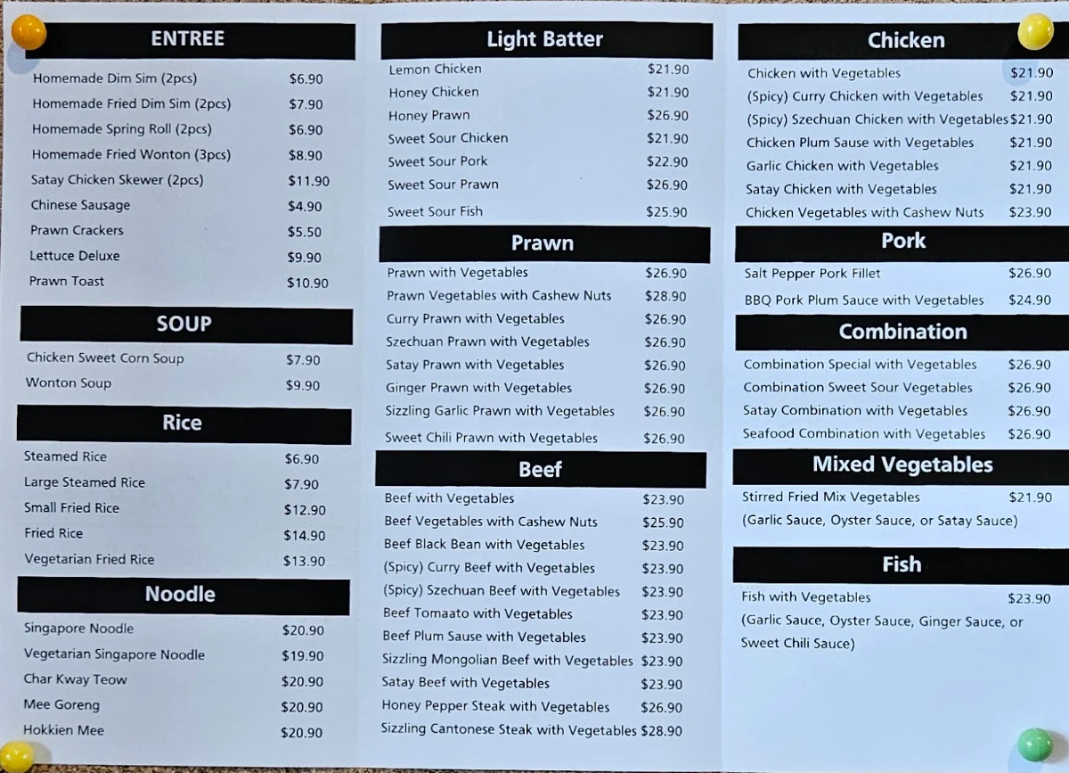 Menu, Happy Chopsticks