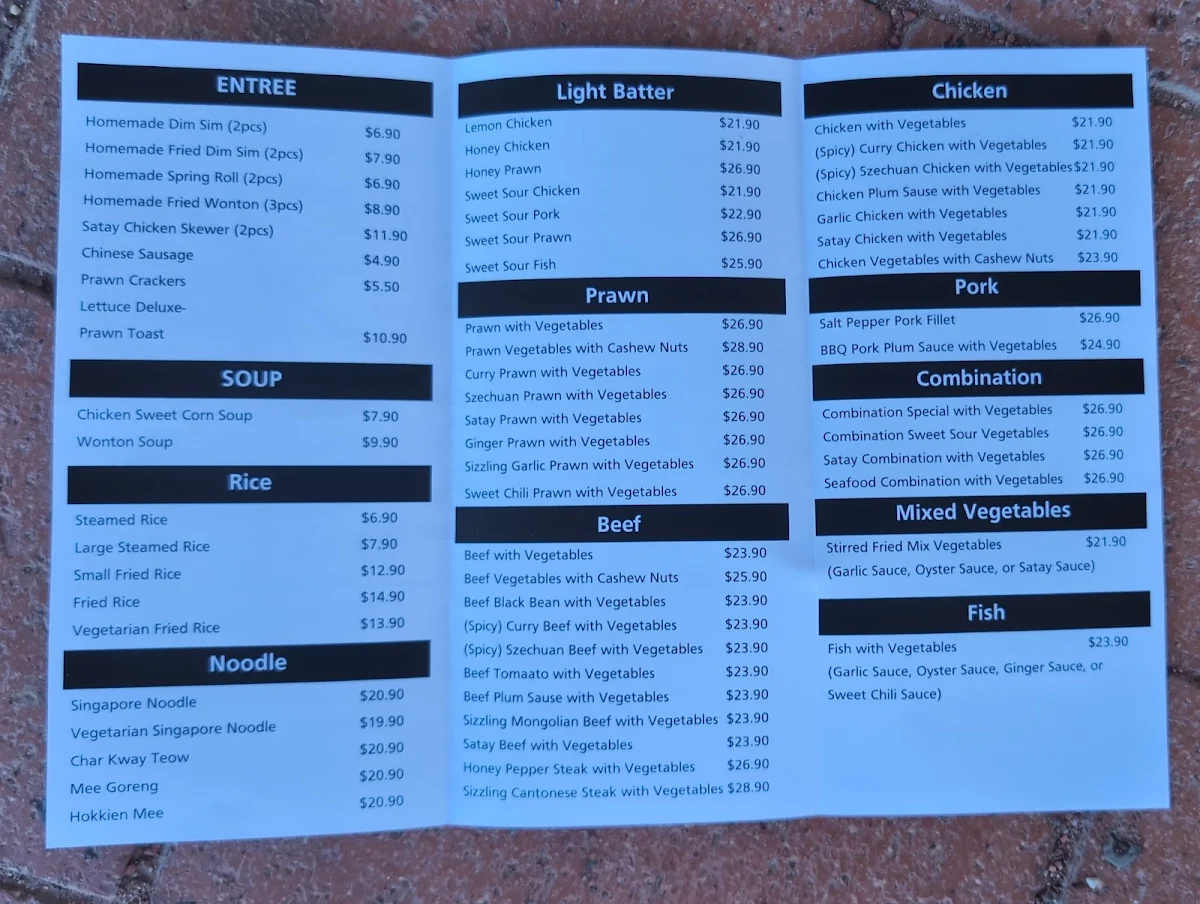 Menu, Happy Chopsticks