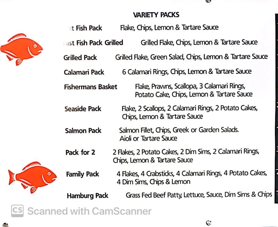 Menu, Sussex Seafoods