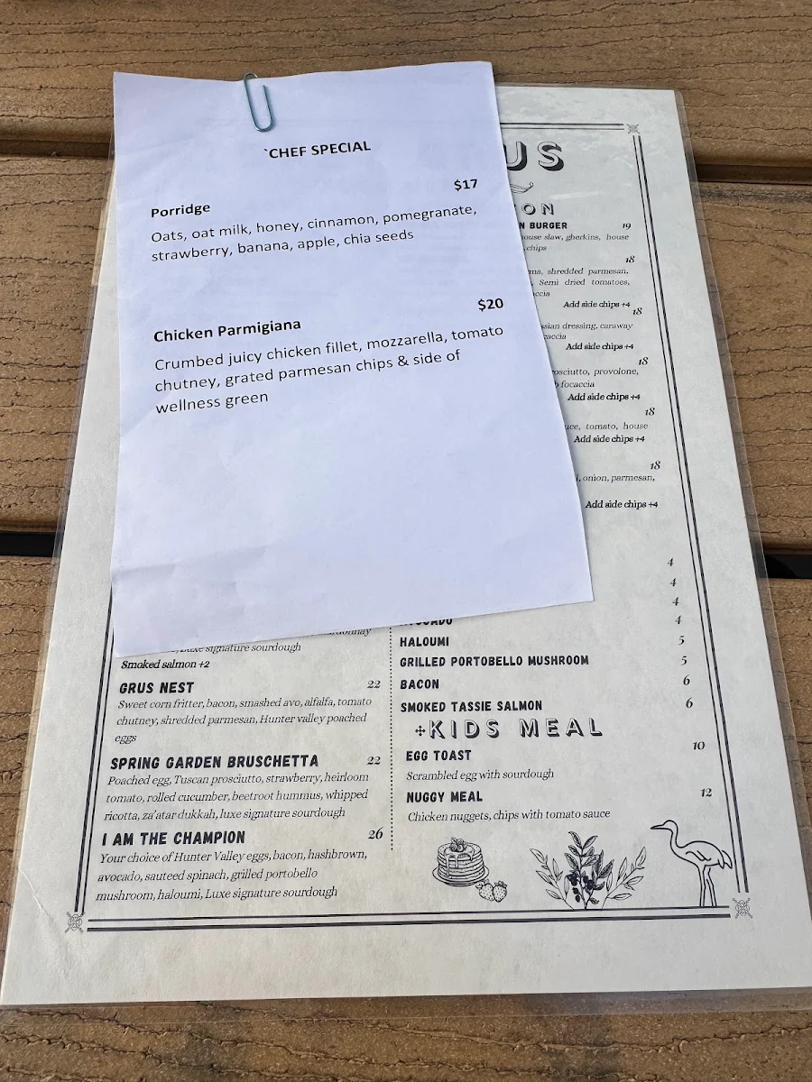 Menu, Grey Grus Cafe