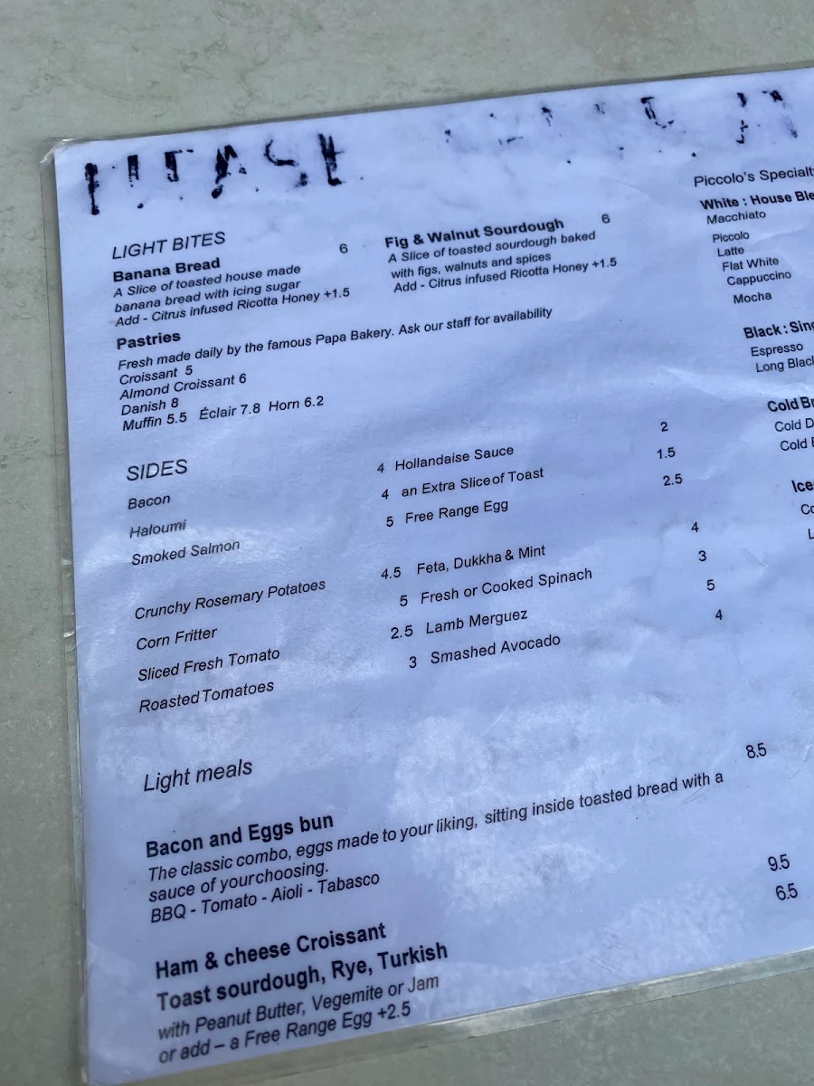 Menu, Grey Grus Cafe