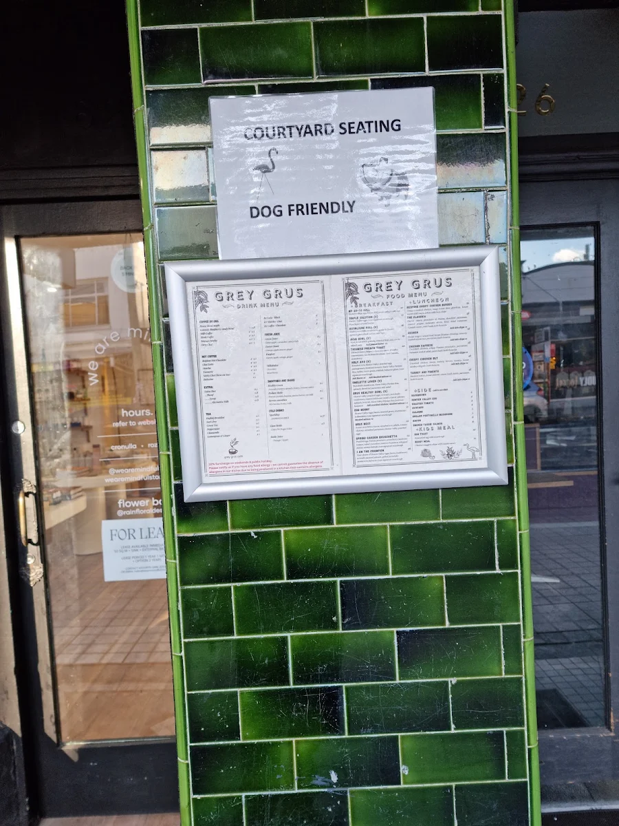 Menu, Grey Grus Cafe