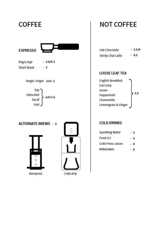 Menu, Grey Grus Cafe