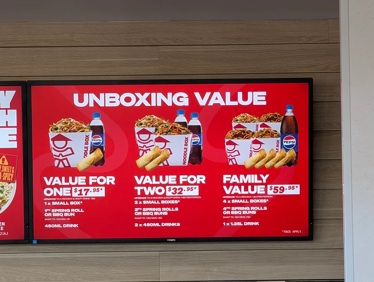 Menu, Noodle Box Mambourin