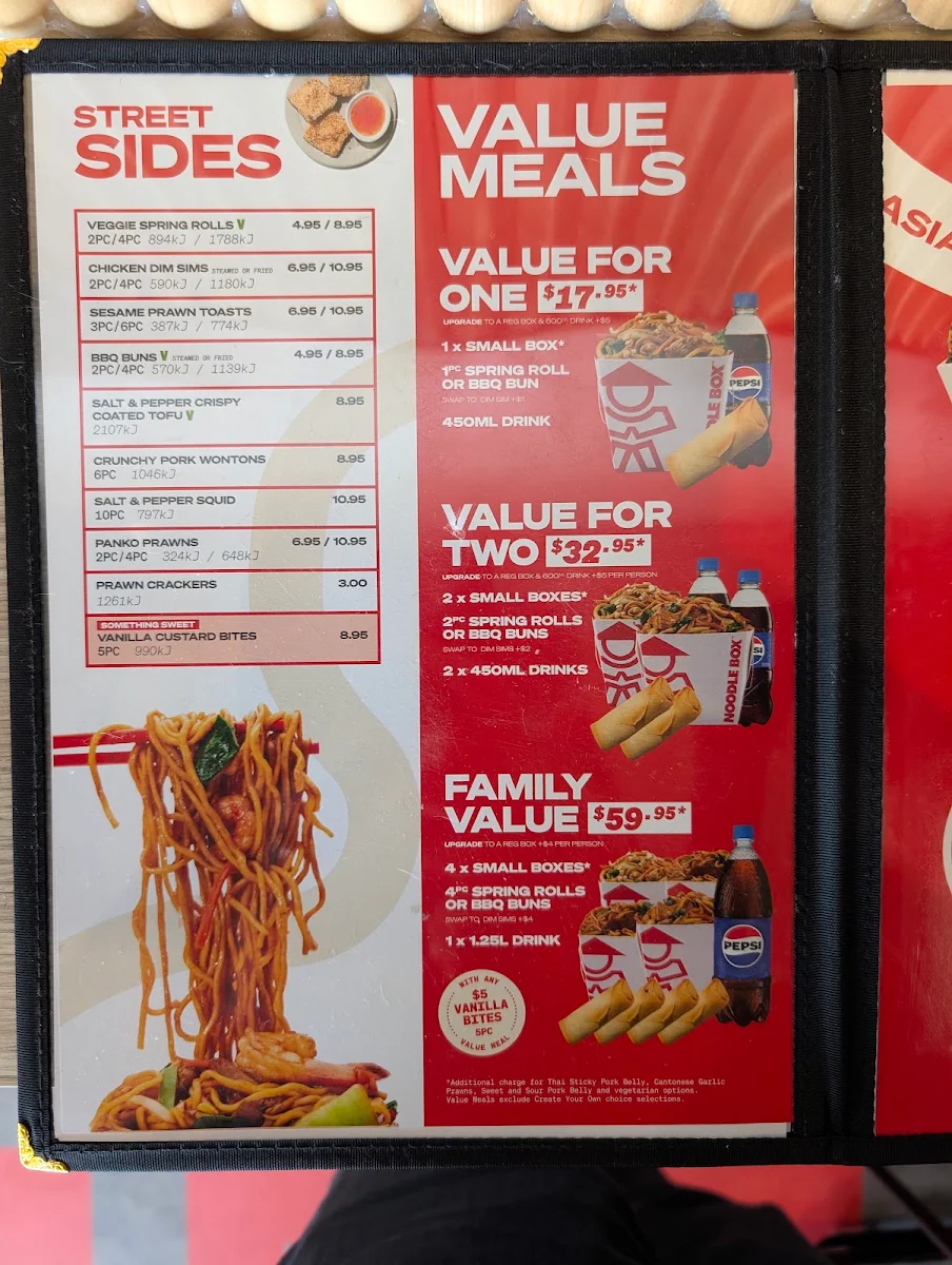 Menu, Noodle Box Mambourin