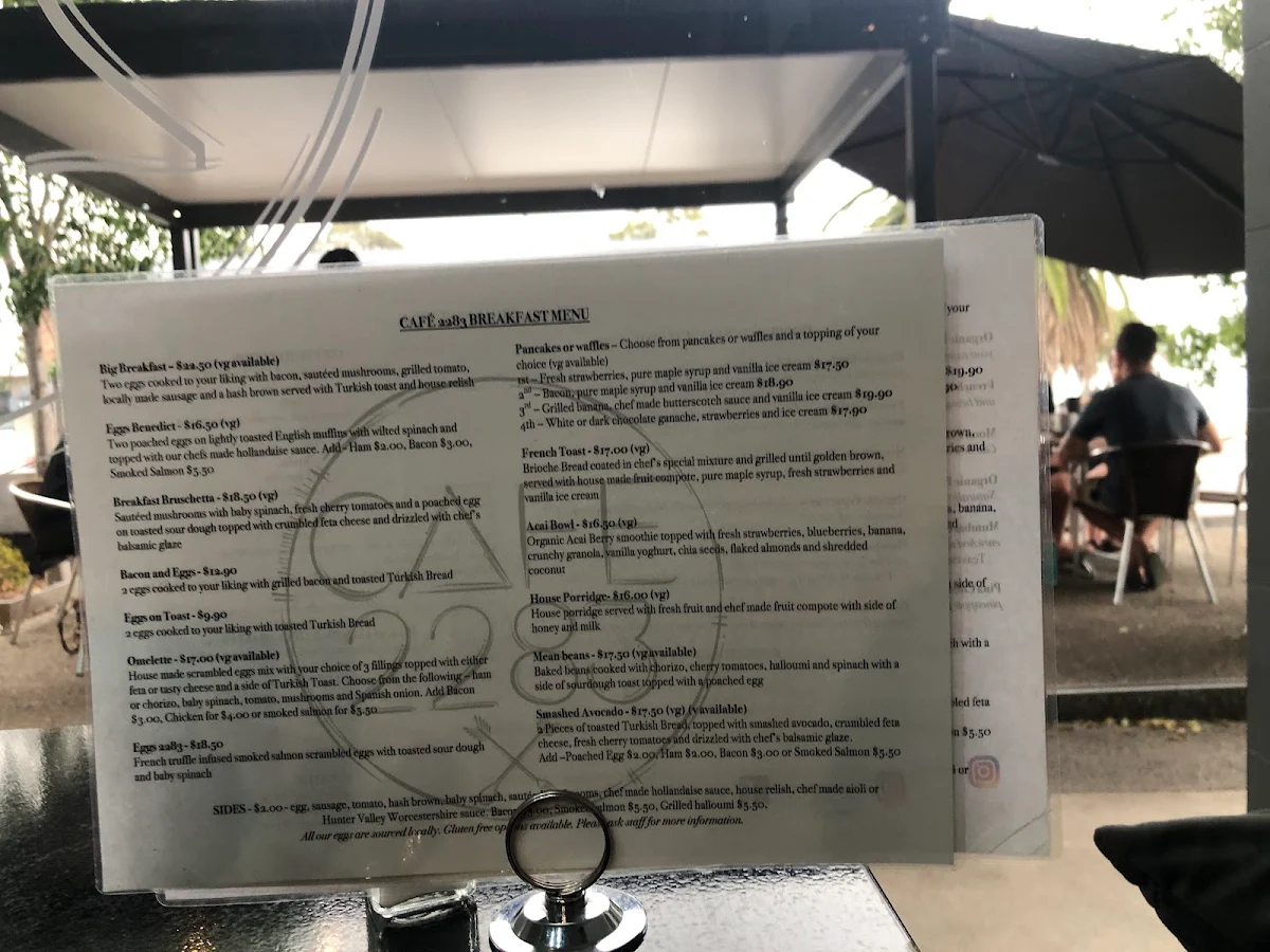 Menu, Cafe 2283
