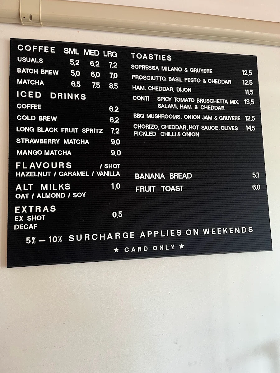 Menu, Felix & Co. Specialty Coffee