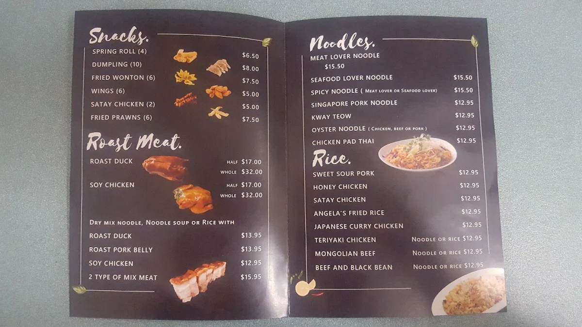 Menu, Angela's Kitchen Chinese Restaurant
