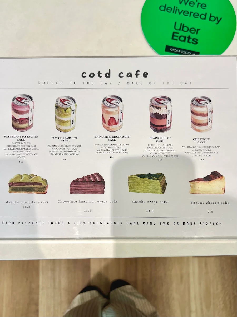 Menu, Cotd cafe