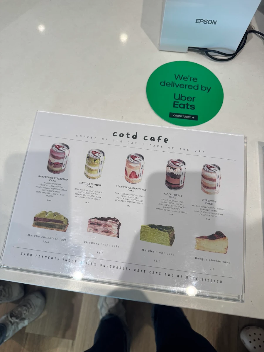 Menu, Cotd cafe