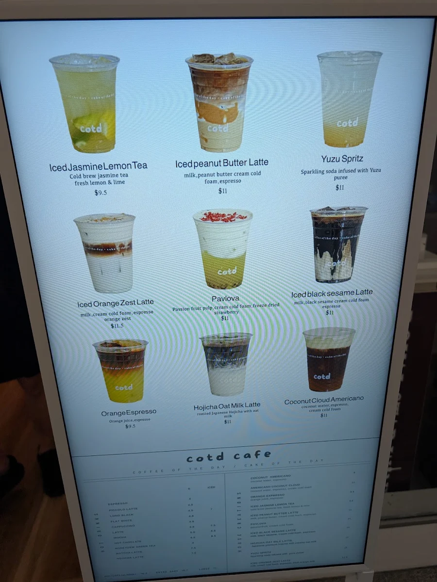 Menu, Cotd cafe