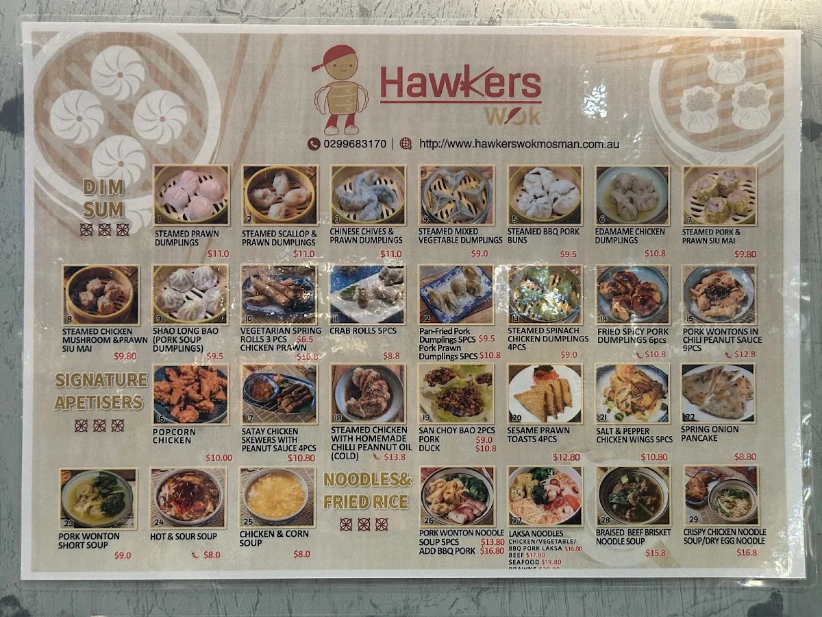 Menu, Hawkers Wok Mosman