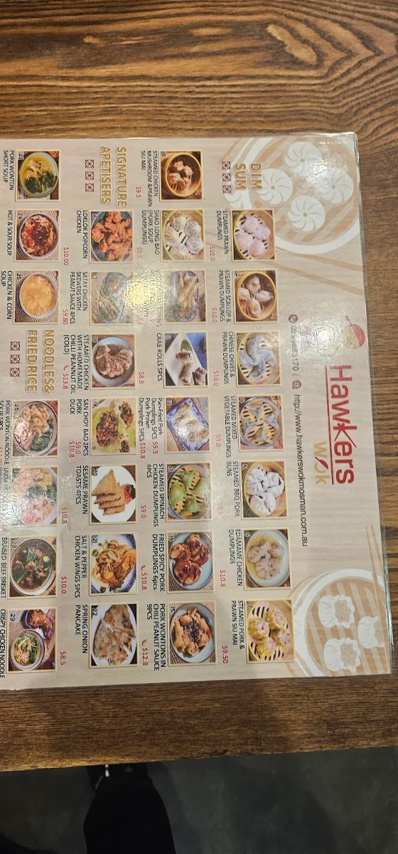 Menu, Hawkers Wok Mosman