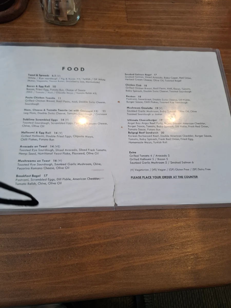 Menu, Elementary Cafe
