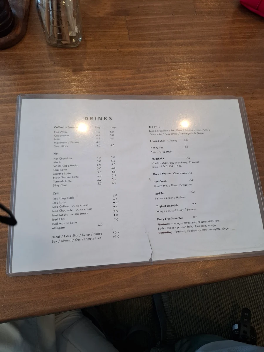 Menu, Elementary Cafe