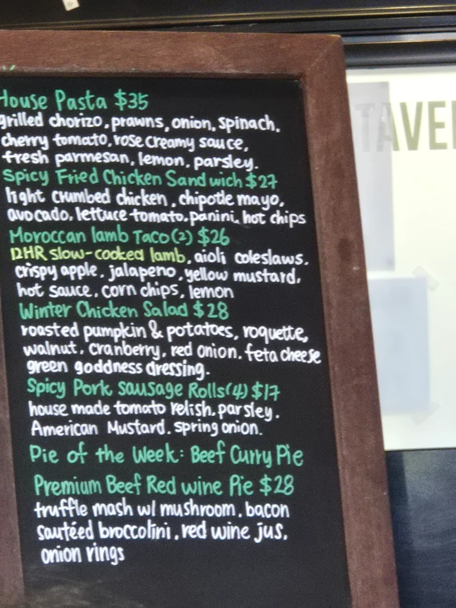 Menu, Bull Creek Tavern
